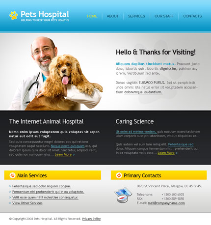Pets hospital css template