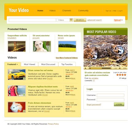 Video portal CSS template