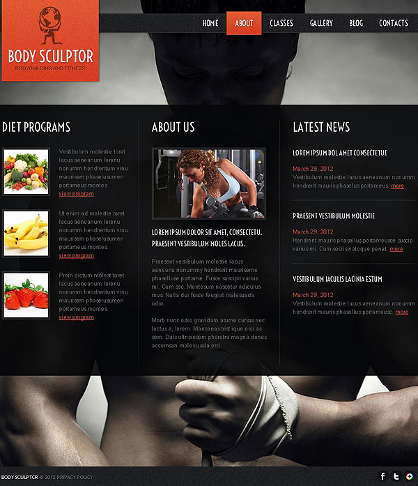 Bodybuilding and Fitness  Template For Joomla