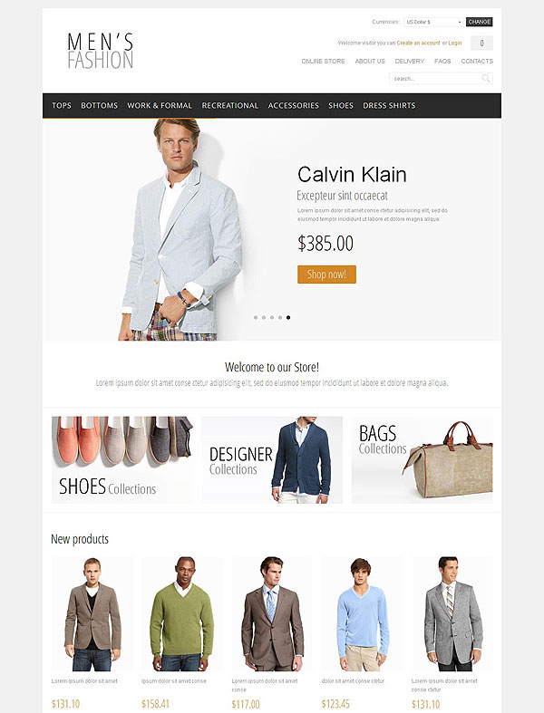 Mens Clothing Template For Virtuemart