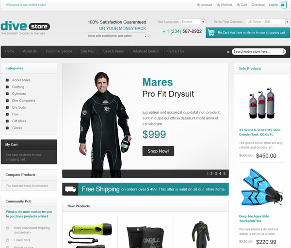 Scuba Diving Equipment Magento Template