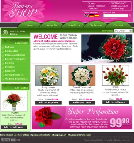 Flowers osCommerce template