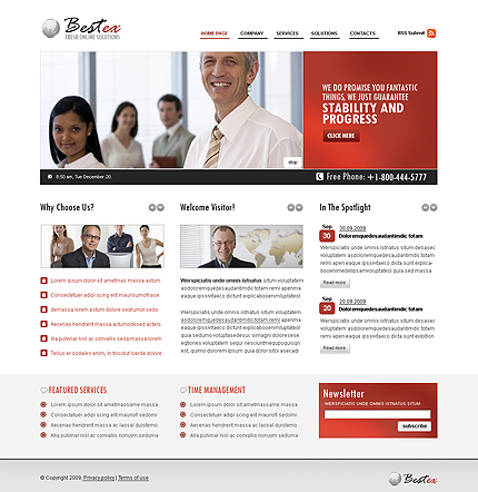 Red and gray business CMS flash template