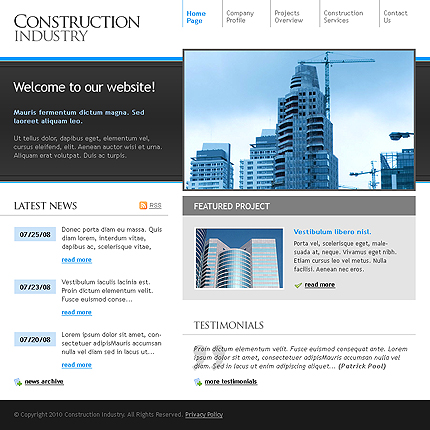 Construction company CSS template